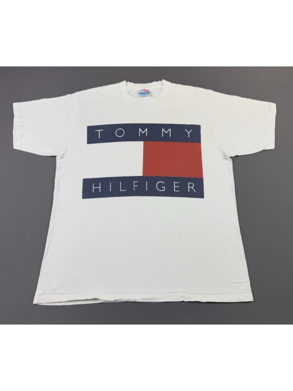 Rare Vintage 90s Tommy Hilfiger Logo White XL Shirt Designer Streetwear Hype Art